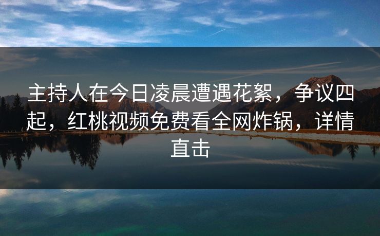 主持人在今日凌晨遭遇花絮，争议四起，红桃视频免费看全网炸锅，详情直击