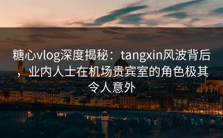 糖心vlog深度揭秘：tangxin风波背后，业内人士在机场贵宾室的角色极其令人意外