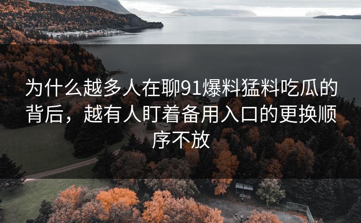 为什么越多人在聊91爆料猛料吃瓜的背后，越有人盯着备用入口的更换顺序不放