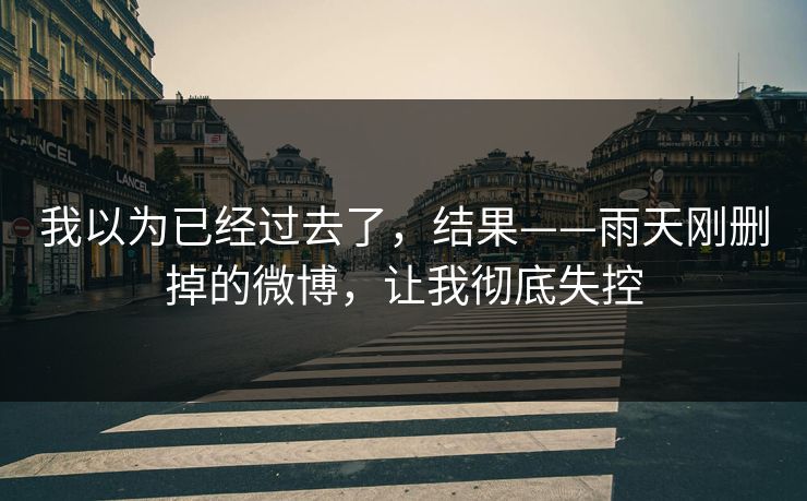 我以为已经过去了，结果——雨天刚删掉的微博，让我彻底失控